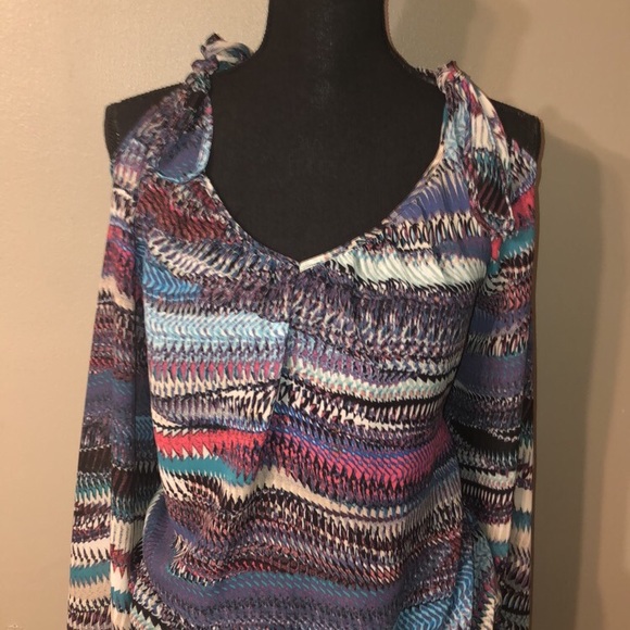 Multi Color V Neck Blouse - Picture 1 of 2